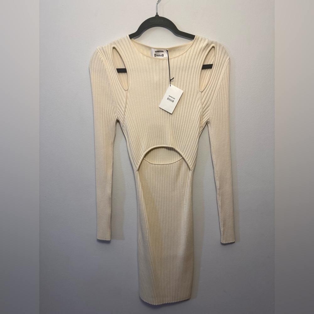 Wolford Cream Long Sleeve Cut-Out Dress